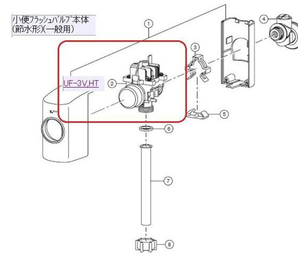 小便器フラッシュバルブの交換